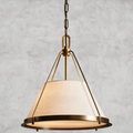 17" Tapered Linen Shade Pendant Light - Bronze/Brass Metal Finish - Adjustable Height