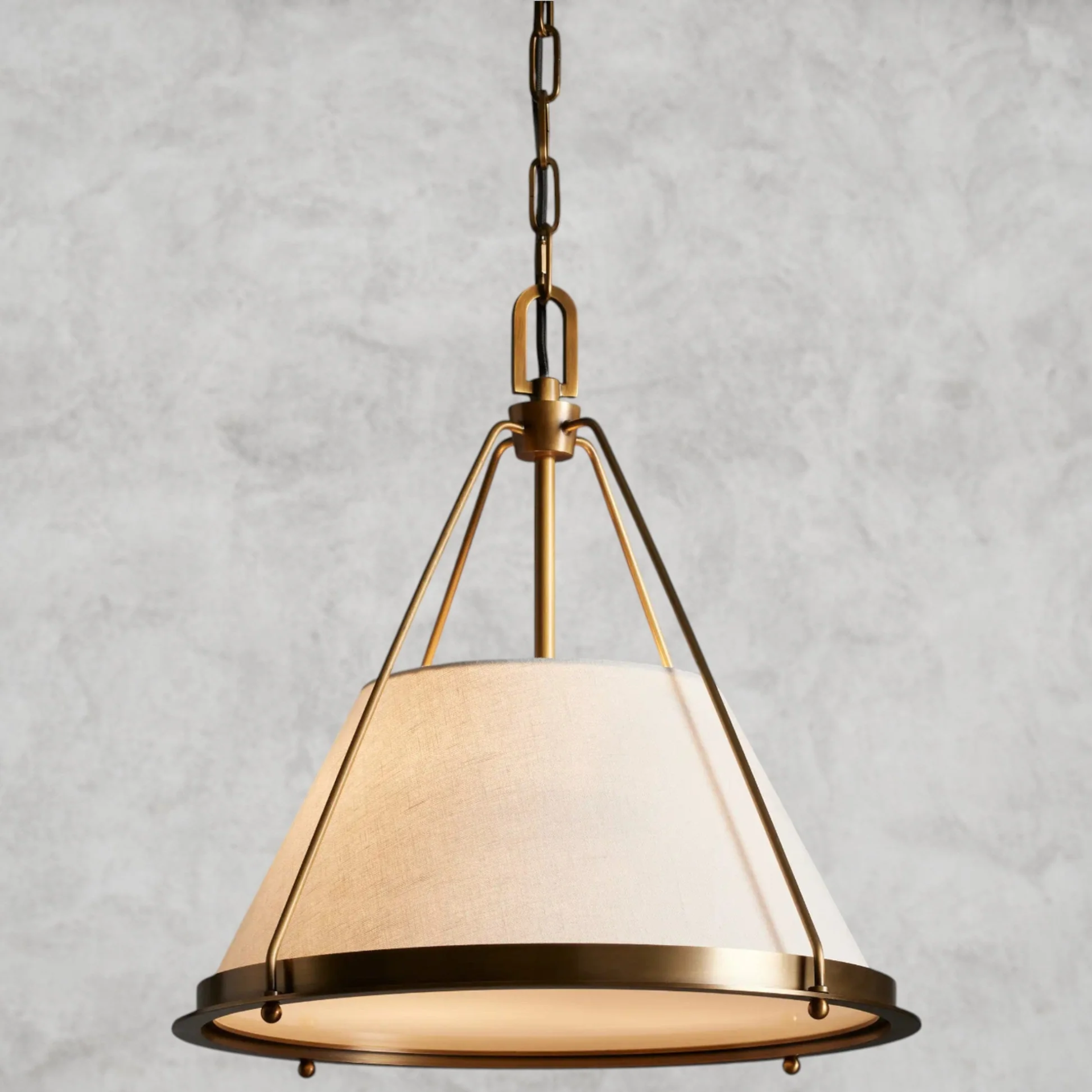 17" Tapered Linen Shade Pendant Light - Bronze/Brass Metal Finish - Adjustable Height