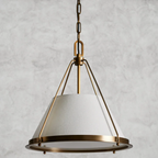 17" Tapered Linen Shade Pendant Light - Bronze/Brass Metal Finish - Adjustable Height