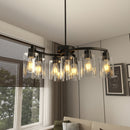9-Light Black Modern Chandelier with Clear Glass Shades