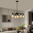 9-Light Black Modern Chandelier with Clear Glass Shades