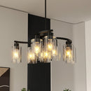 9-Light Black Modern Chandelier with Clear Glass Shades