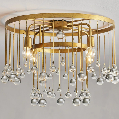 Aubrey Flush Mount Ceiling Light – 4-Light E12 Iron Fixture, Modern Indoor Lighting for Living Room, Bedroom