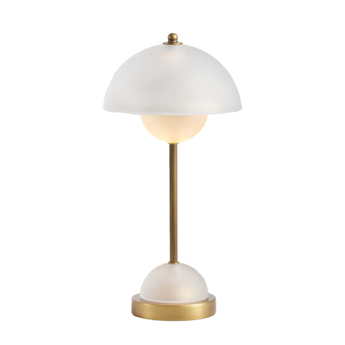 Cary Cumulus Table Lamp – Modern Glass & Metal LED Floor Light, Antique Brass Standing Lamp for Living Room, Bedroom