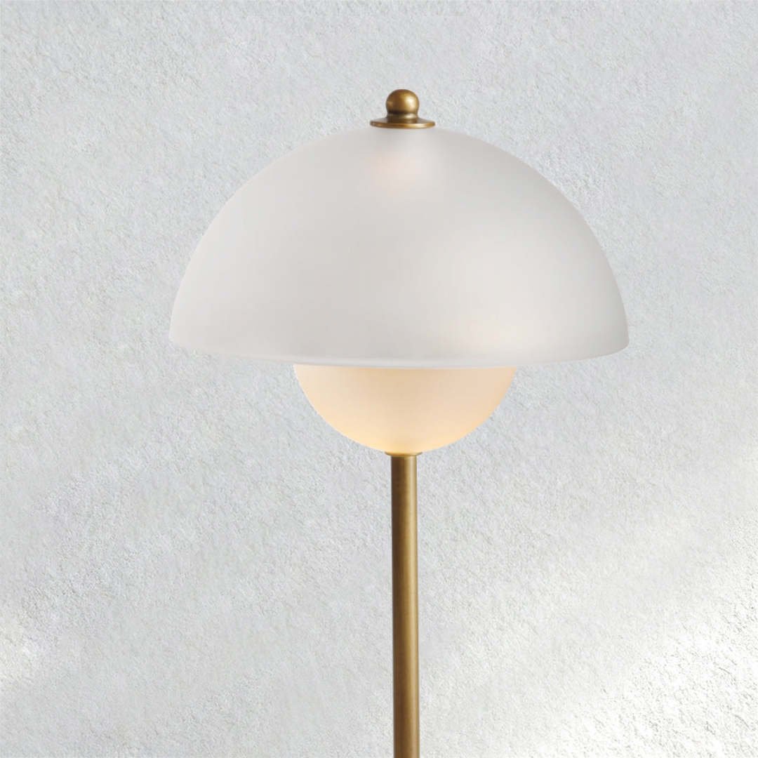 Cary Cumulus Table Lamp – Modern Glass & Metal LED Floor Light, Antique Brass Standing Lamp for Living Room, Bedroom