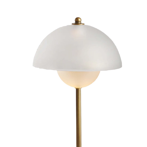 Cary Cumulus Table Lamp – Modern Glass & Metal LED Floor Light, Antique Brass Standing Lamp for Living Room, Bedroom