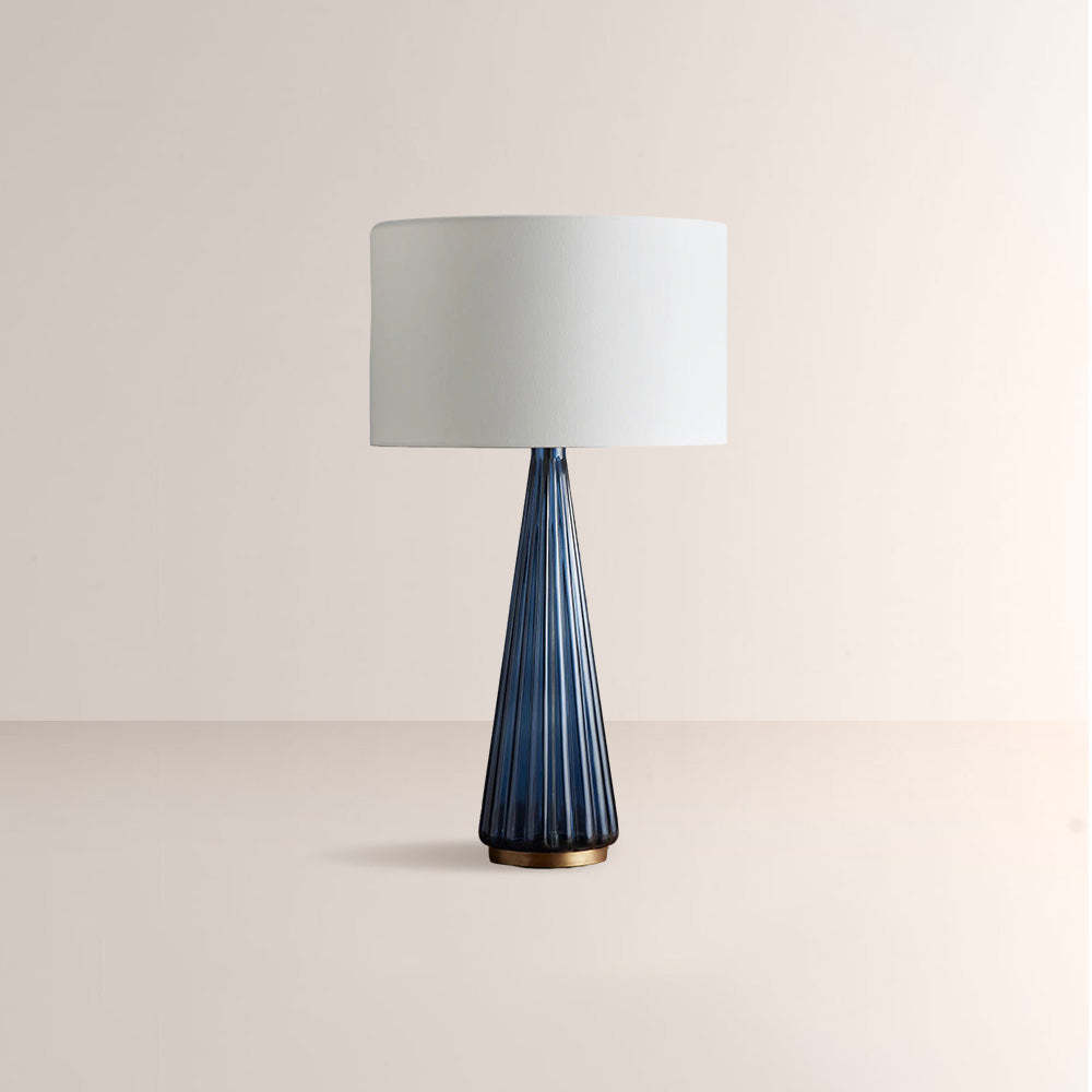 Color Glass Table Lamp – Modern E26 Bedside Lamp with Linen Shade, Decorative Light for Living Room, Bedroom