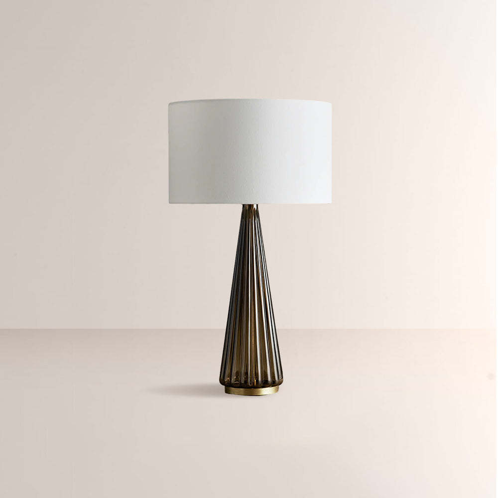 Color Glass Table Lamp – Modern E26 Bedside Lamp with Linen Shade, Decorative Light for Living Room, Bedroom
