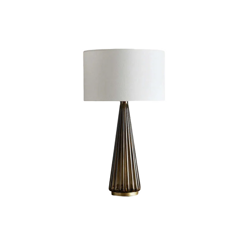 Color Glass Table Lamp – Modern E26 Bedside Lamp with Linen Shade, Decorative Light for Living Room, Bedroom