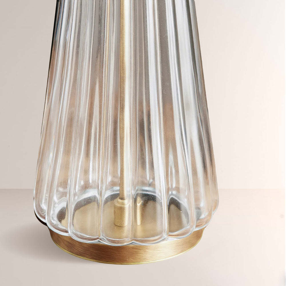 Color Glass Table Lamp – Modern E26 Bedside Lamp with Linen Shade, Decorative Light for Living Room, Bedroom