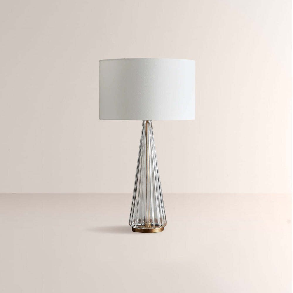 Color Glass Table Lamp – Modern E26 Bedside Lamp with Linen Shade, Decorative Light for Living Room, Bedroom