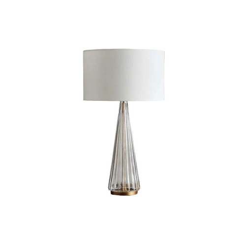 Color Glass Table Lamp – Modern E26 Bedside Lamp with Linen Shade, Decorative Light for Living Room, Bedroom