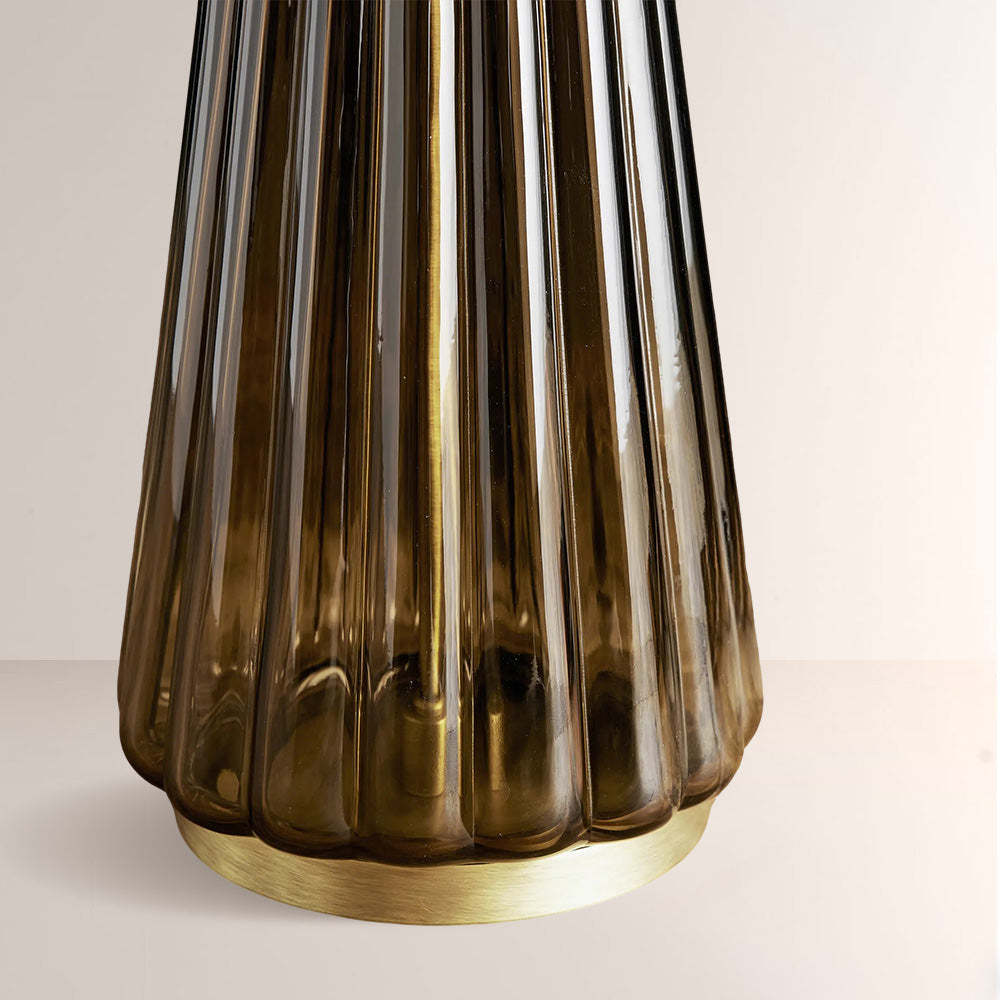 Color Glass Table Lamp – Modern E26 Bedside Lamp with Linen Shade, Decorative Light for Living Room, Bedroom