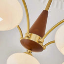Cream Style Chandelier with Walnut Wood Glass Design