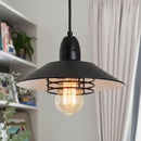 Farmhouse Vintage Pendant Light Black Metal Spring Frame