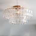 Ghiaccio Flush Mount Ceiling Light – 3-Light Glass & Steel Fixture, E12 Modern Ceiling Lamp for Living Room, Bedroom