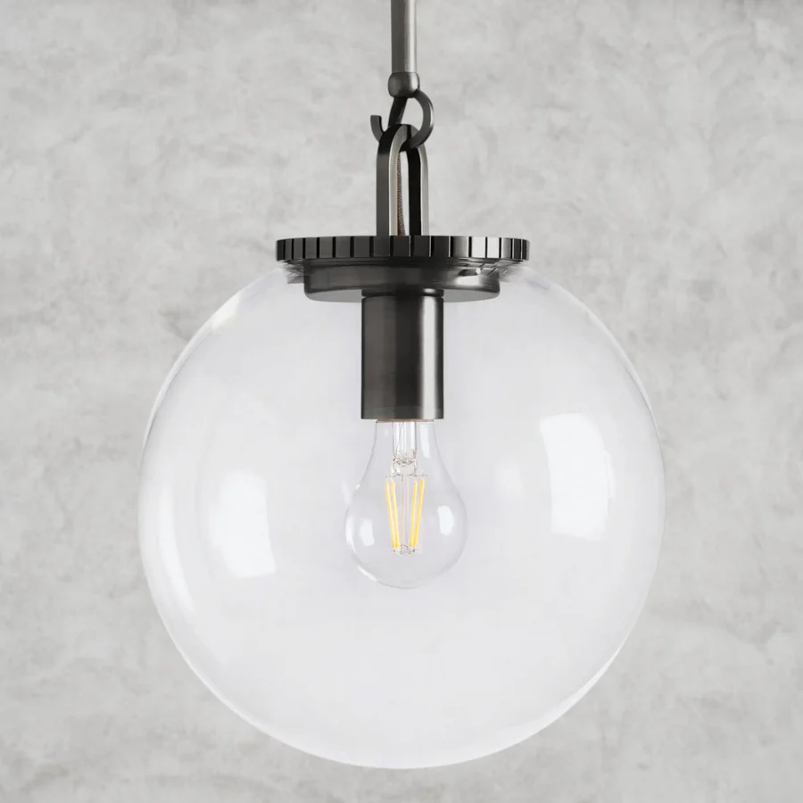 Glass Globe Pendant Light - Brass, Bronze Steel Finish