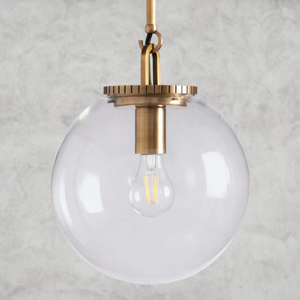 Glass Globe Pendant Light - Brass, Bronze Steel Finish