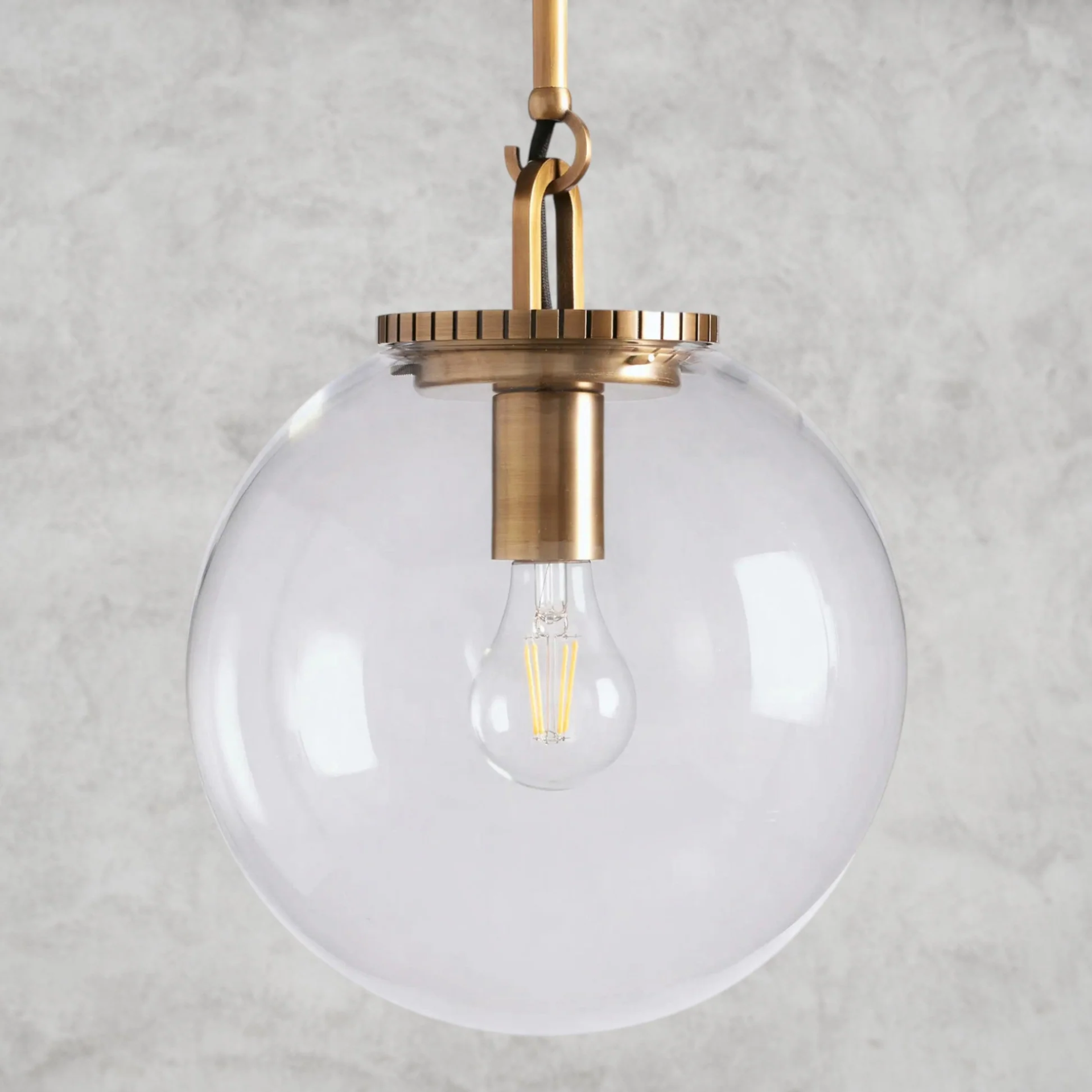 Glass Globe Pendant Light - Brass, Bronze Steel Finish