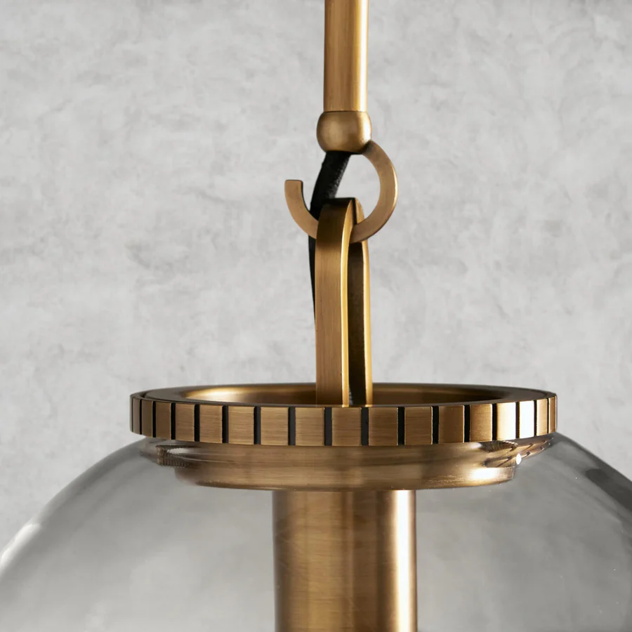Glass Globe Pendant Light - Brass, Bronze Steel Finish