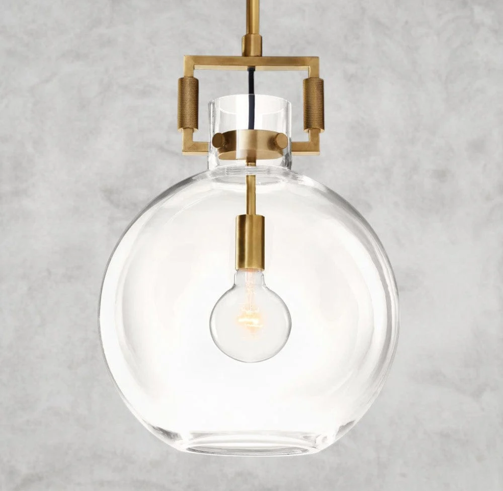 Handcrafted Glass Globe Pendant Light - Adjustable Height - 100W E26 Max