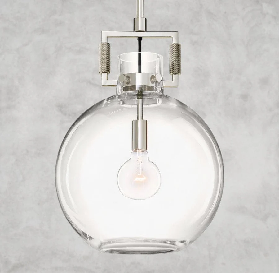 Handcrafted Glass Globe Pendant Light - Adjustable Height - 100W E26 Max