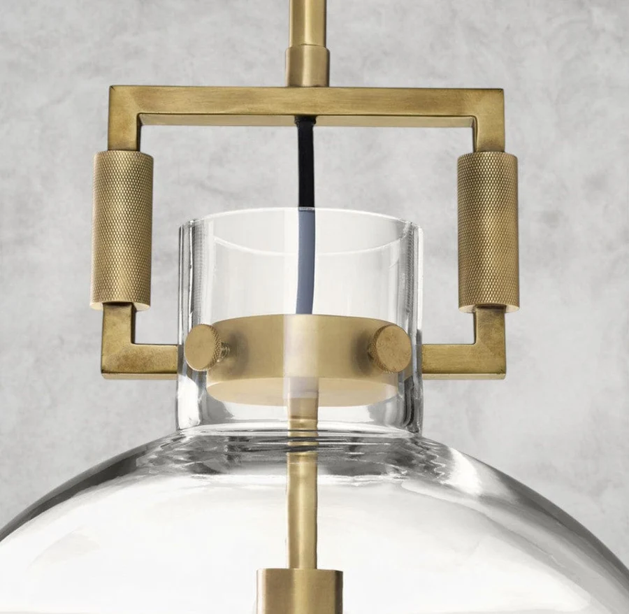 Handcrafted Glass Globe Pendant Light - Adjustable Height - 100W E26 Max