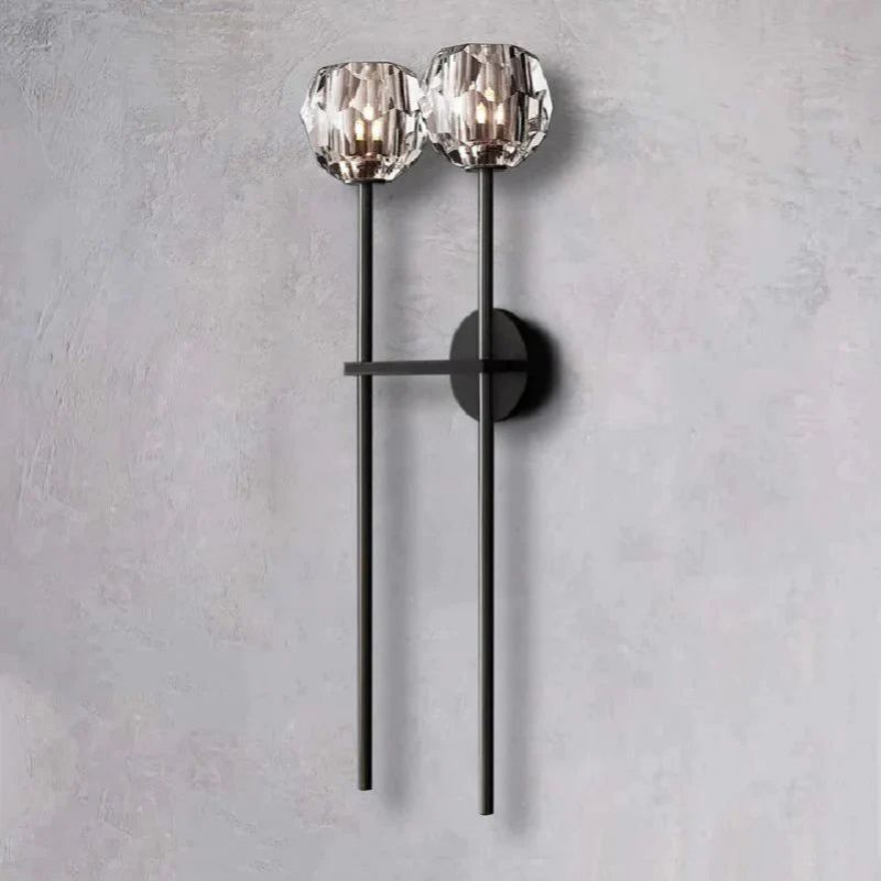 Kristina Crystal Wall Sconce – Modern Brass & Glass Lighting Fixture, 2-Light G9 Dimmable Luxury Wall Lamp