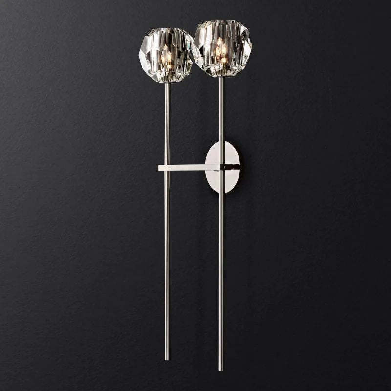 Kristina Crystal Wall Sconce – Modern Brass & Glass Lighting Fixture, 2-Light G9 Dimmable Luxury Wall Lamp