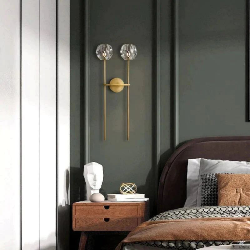 Kristina Crystal Wall Sconce – Modern Brass & Glass Lighting Fixture, 2-Light G9 Dimmable Luxury Wall Lamp