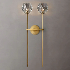 Kristina Crystal Wall Sconce – Modern Brass & Glass Lighting Fixture, 2-Light G9 Dimmable Luxury Wall Lamp
