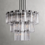 Luxury Glass &amp; Steel Chandelier, Large Multi-Light Fixture, E12 Candelabra Base, Adjustable Rod Hanging, Brass or Bronze Finish