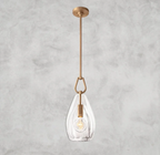 Luxury Crystal Glass Pendant Light, 6" / 8" / 9" Solid Brass Fixture, Handcrafted Shade, E12/E26 LED Included, Adjustable Rod Hanging