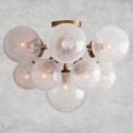 Mandoza Flush Mount Ceiling Light – 13-Light Glass Globe Fixture, Brass/Bronze/Nickel Modern Ceiling Lamp