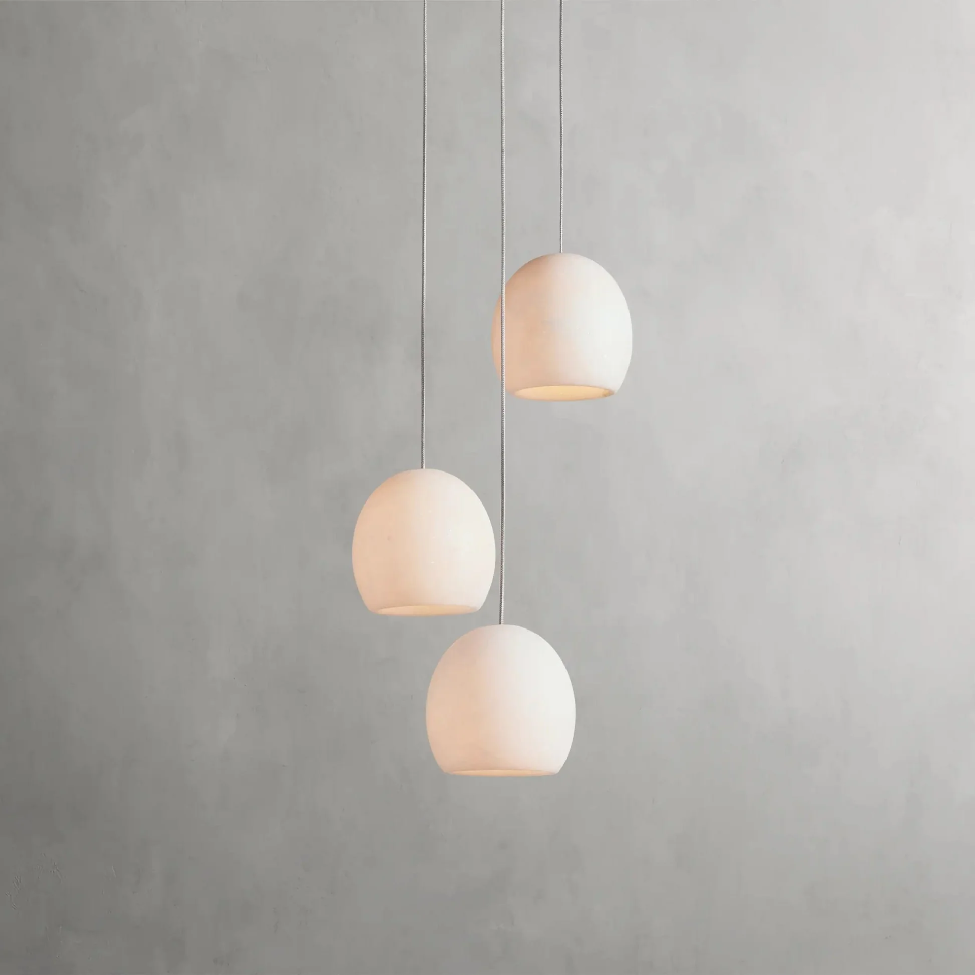 Modern Alabaster Multi-Light Chandelier, 3 / 7 / 15 / 36 Light Pendant Fixture, Natural Stone Shades, Adjustable Cable Hanging, LED Included