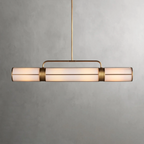 Modern Linear Pendant Light Fixture, Acrylic and Brass Ceiling Light, Multi-Light E26, Adjustable Rod Hanging, Contemporary Design