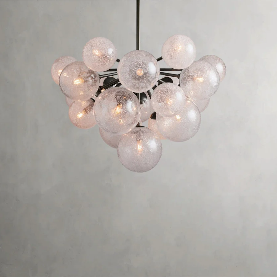 Modern Multi-Globe Glass Chandelier, 19-Light / 37-Light Brass Ceiling Fixture, E12 LED Included, Adjustable Rod Hanging, Luxury Statement Lighting
