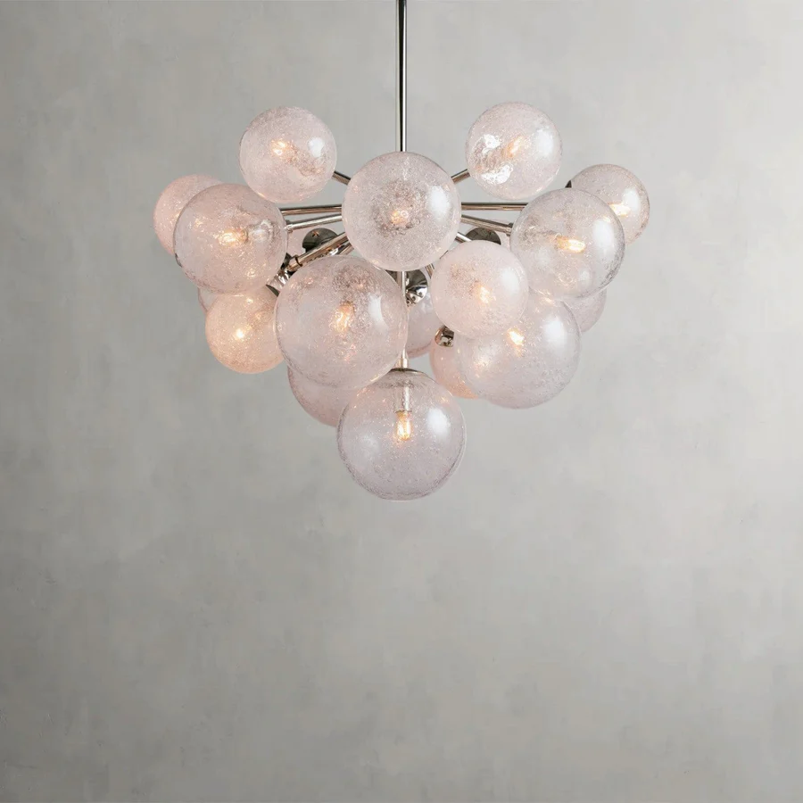 Modern Multi-Globe Glass Chandelier, 19-Light / 37-Light Brass Ceiling Fixture, E12 LED Included, Adjustable Rod Hanging, Luxury Statement Lighting
