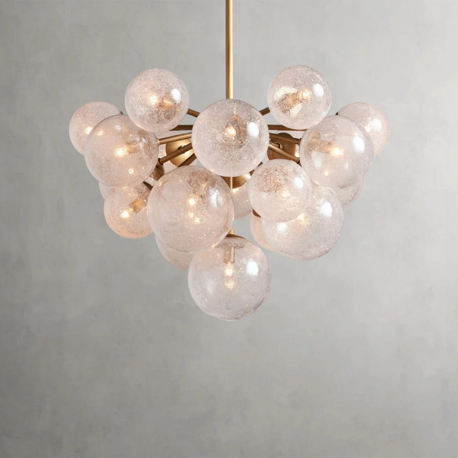 Modern Multi-Globe Glass Chandelier, 19-Light / 37-Light Brass Ceiling Fixture, E12 LED Included, Adjustable Rod Hanging, Luxury Statement Lighting