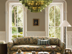 Modern Steel &amp; Curved Glass Chandelier Light Fixture, Multi-Light E12 Bulb, Adjustable Hanging Chain