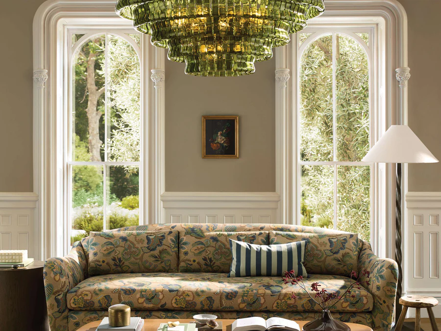 Modern Steel &amp; Curved Glass Chandelier Light Fixture, Multi-Light E12 Bulb, Adjustable Hanging Chain