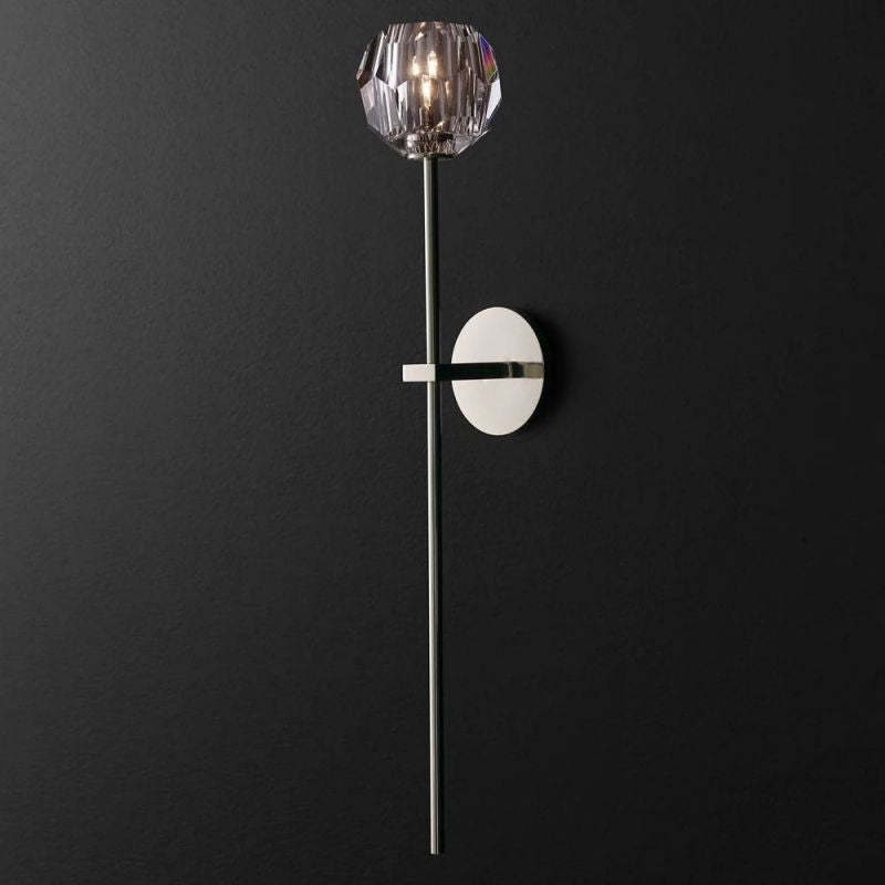 Modern Crystal Wall Sconce Light – Brass & K9 Glass, G9 Dimmable LED Wall Lamp for Bedroom, Hallway, Living Room