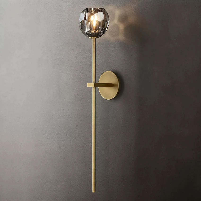 Modern Crystal Wall Sconce Light – Brass & K9 Glass, G9 Dimmable LED Wall Lamp for Bedroom, Hallway, Living Room