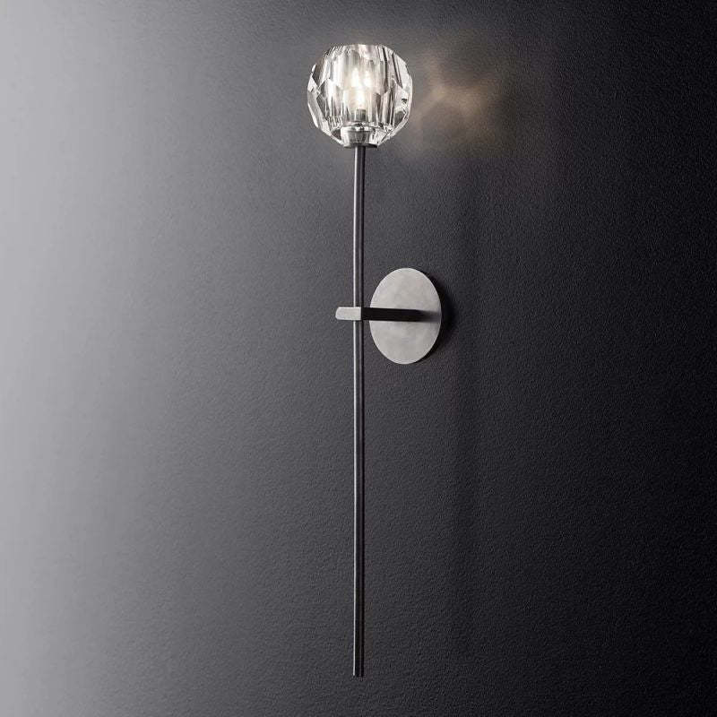 Modern Crystal Wall Sconce Light – Brass & K9 Glass, G9 Dimmable LED Wall Lamp for Bedroom, Hallway, Living Room