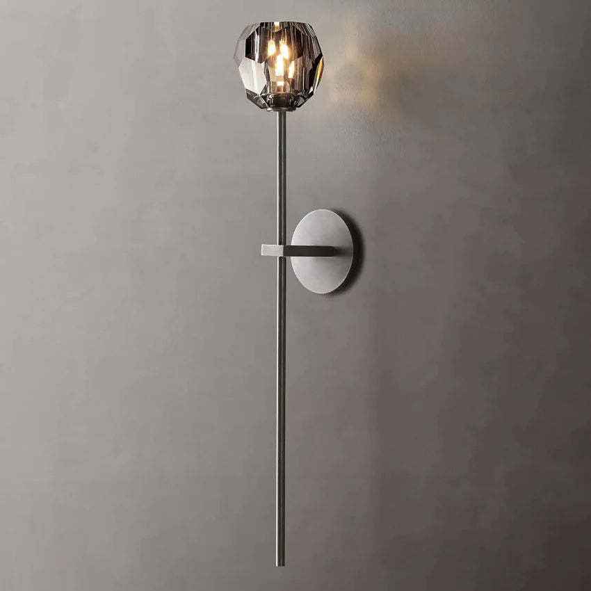 Modern Crystal Wall Sconce Light – Brass & K9 Glass, G9 Dimmable LED Wall Lamp for Bedroom, Hallway, Living Room
