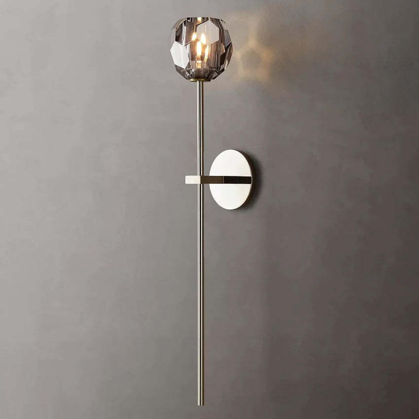 Modern Crystal Wall Sconce Light – Brass & K9 Glass, G9 Dimmable LED Wall Lamp for Bedroom, Hallway, Living Room