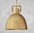 Modern Metal Dome Pendant Light, 10" / 14" / 18" Ceiling Fixture, Brass / Bronze / Nickel Finish, E26 LED Included, Adjustable Rod