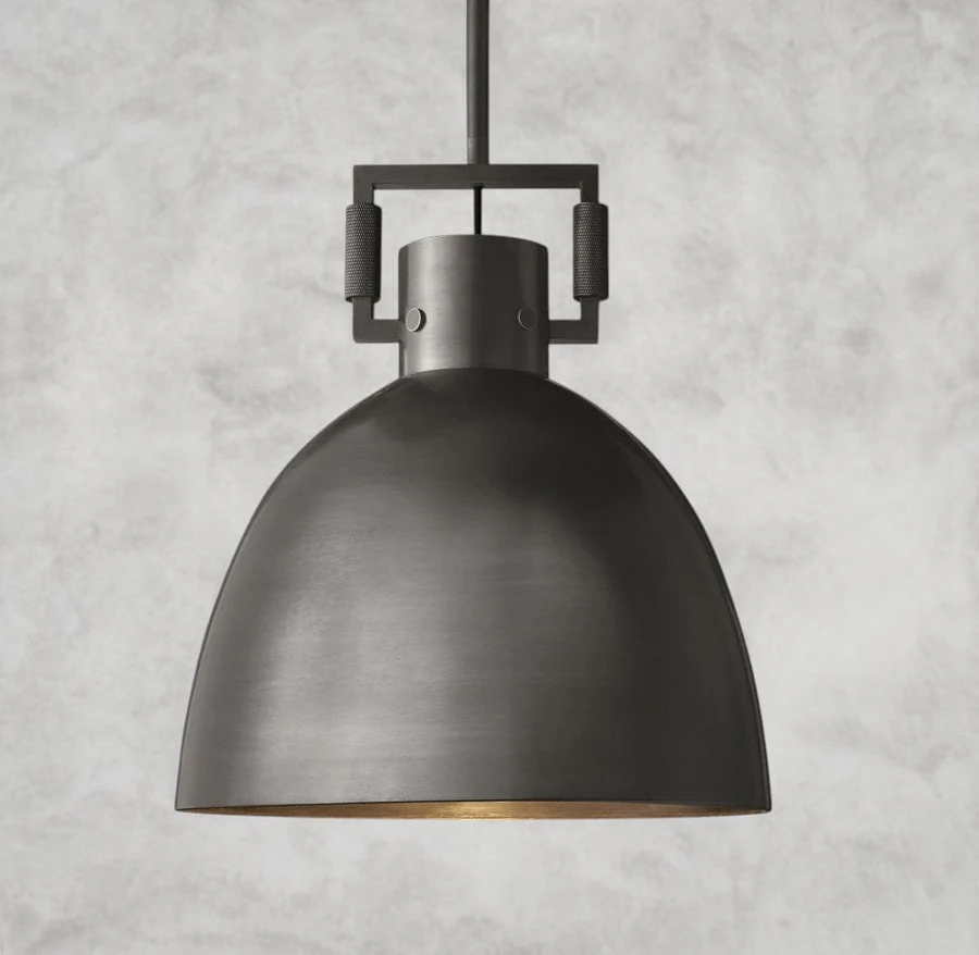 Modern Metal Dome Pendant Light, 10" / 14" / 18" Ceiling Fixture, Brass / Bronze / Nickel Finish, E26 LED Included, Adjustable Rod