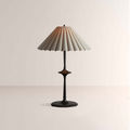 Santor Pleated Table Lamp – Vintage Linen Shade Lamp, Bronze Iron E12 Bedside Light for Living Room, Bedroom