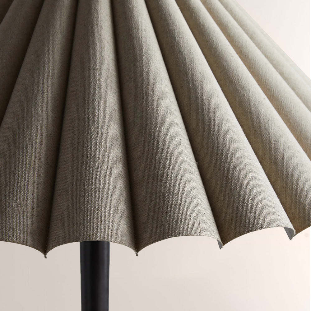 Santor Pleated Table Lamp – Vintage Linen Shade Lamp, Bronze Iron E12 Bedside Light for Living Room, Bedroom